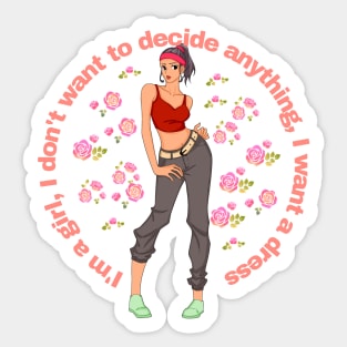 Funny girl in red roses Sticker